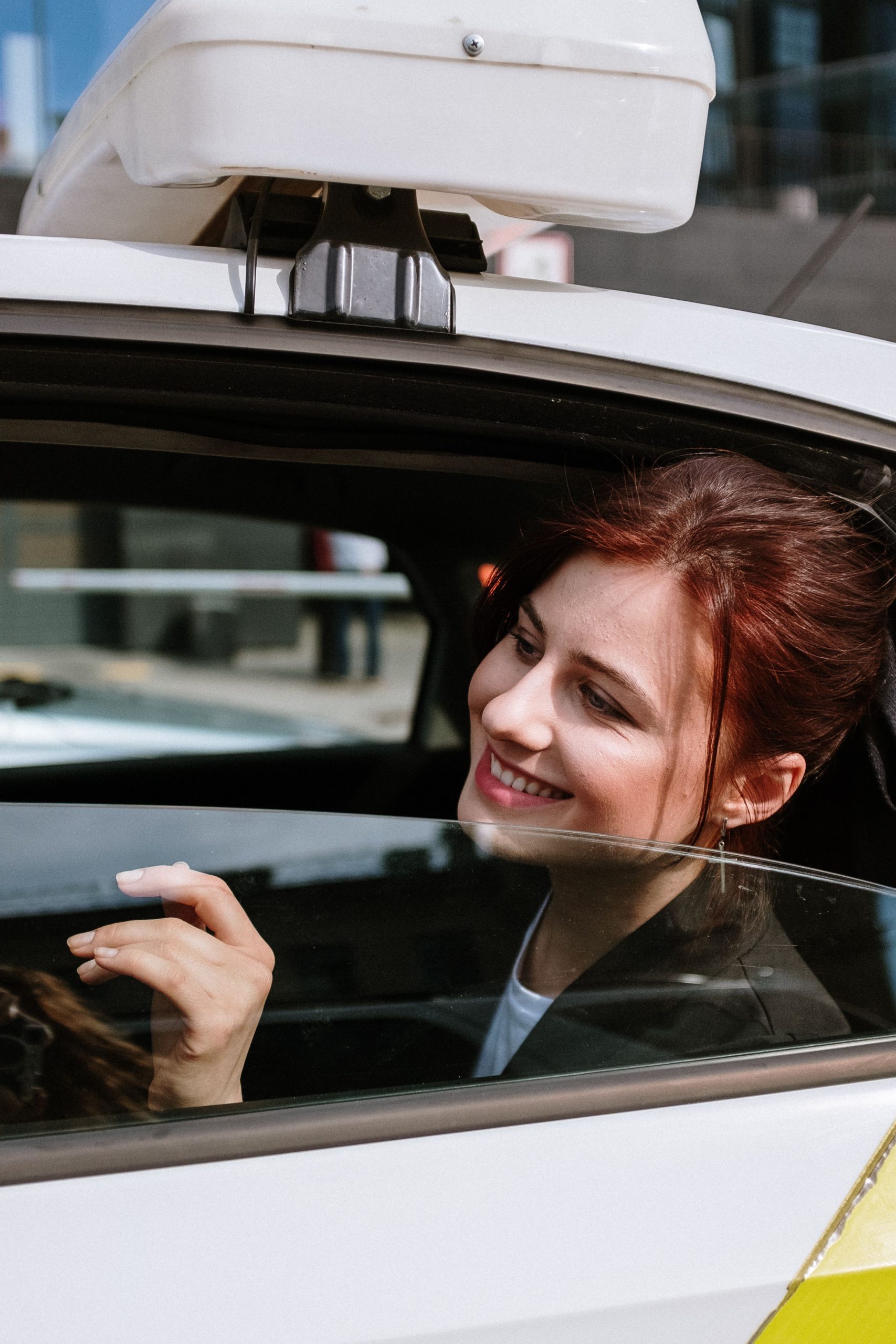 Corporate Executive Riding in Taxi Vilnius